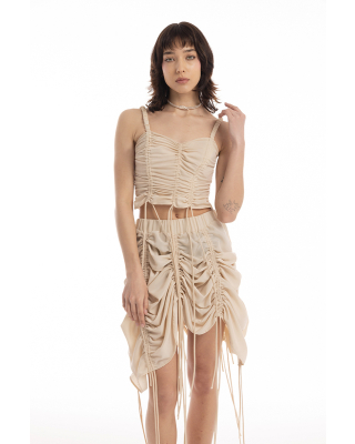 Drawstrings Cami Skirt Ivory