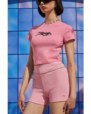 ribbed biker shorts pink