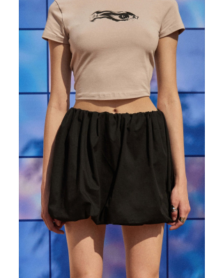 puffed mini skirt black