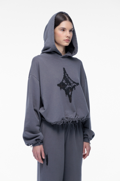 shooting star hoodie gray