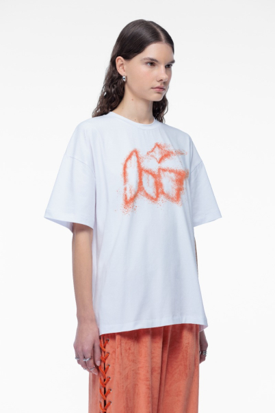 hi orange t-shirt white