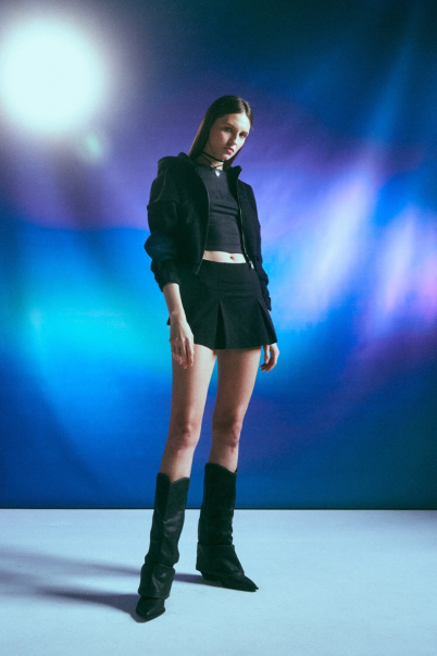 ellipse zipped hoodie black