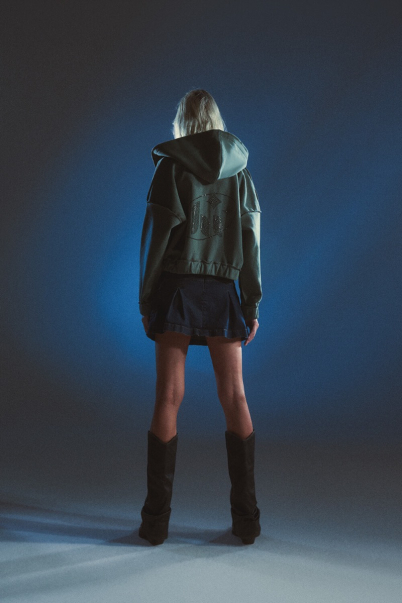 ellipse zipped hoodie olive
