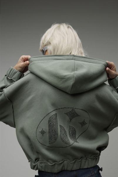 ellipse zipped hoodie olive