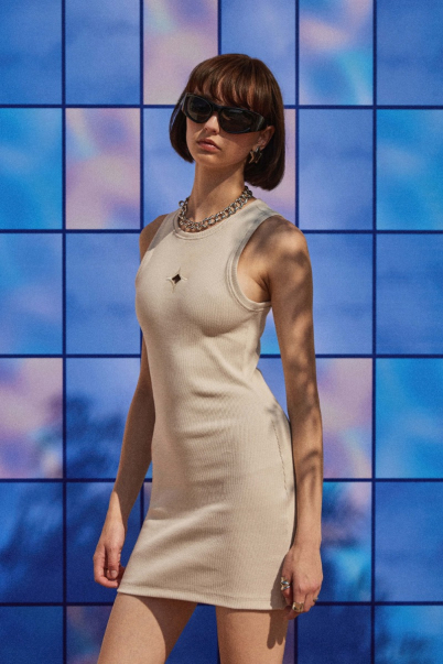 ribbed dress beige